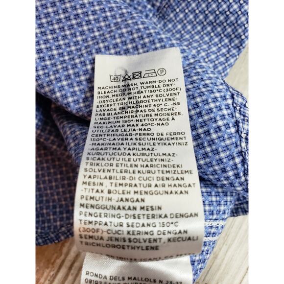 EUC Ermenegildo Zegna Button Up Shirt Collared Long Sleeve Blue Checkered XL - Picture 8 of 8